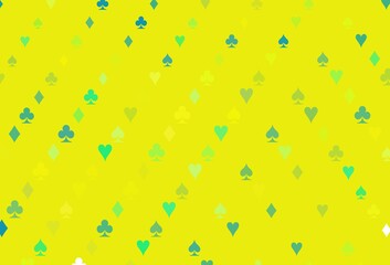 Light Green, Yellow vector template with poker symbols.