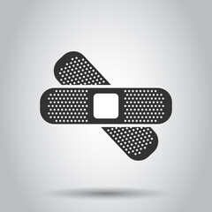 Bandage icon in flat style. Plaster vector illustration on white isolated background. First aid kit business concept.