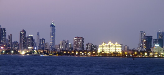 Marine Drive skyline at evening , Mumbai, India