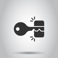 Locker icon in flat style. Padlock password vector illustration on white isolated background. Key unlock business concept.