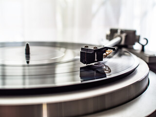 Turntable plays a vinyl record

