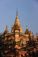 Fototapeta na wymiar Chhatrapati Shivaji Terminus (CST) train station in Mumbai, India with beatiful architecture