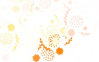 Light Red, Yellow vector doodle background with flowers, roses.