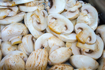 champignon mushrooms sliced food background