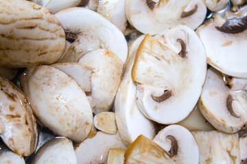 champignon mushrooms sliced food background