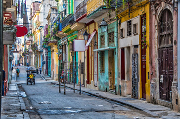 part of a scaffolding in the street of Havana Cuba