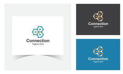 Connection Logo Design Template. technology connection logo template