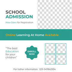 Back to School Social Media Banner 	activity, admission, ads, back to school, banner, children, class, classroom, college, creative, e-learning, education, instagram, instagram template, interactive, 