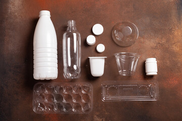 Plastic trash on a dark background