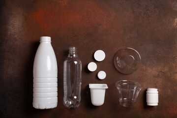 Plastic trash on a dark background