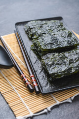 Salty Roasted Dried Seaweed, Healthy Snack And Korean Side Dish.