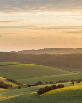 Sunset over the hills of the South Downs National Park