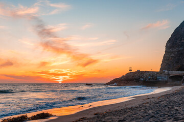 Sunset beach shot during sunset at Point Mugu, California.