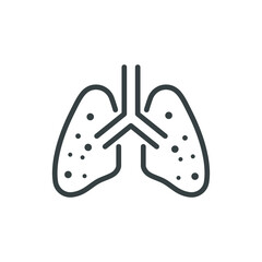 Lungs Infected Bacteria Coronavirus Linear Line Icon Editable stroke