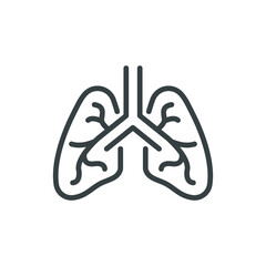 Lungs Infected Pneumonia Coronavirus Linear Line Icon Editable stroke