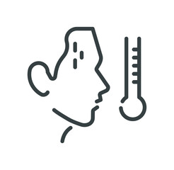 Temperature Fever Thermometer Measure Linear Line Icon Editable stroke