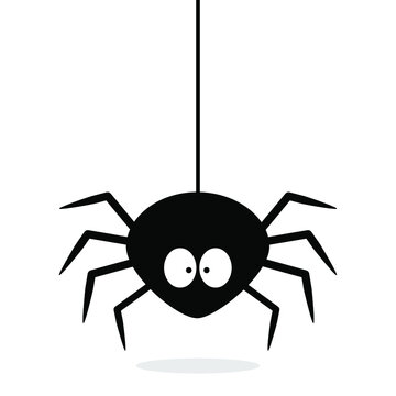 Vector dimensionless graphics. A funny and cute spider on the web. A traditional character for Halloween.