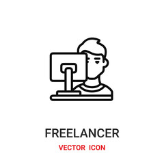 freelancer icon vector symbol. freelancer symbol icon vector for your design. Modern outline icon for your website and mobile app design.