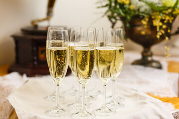 A glass of wine on a table