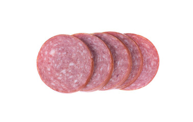 sliced sausage for sandwich isolated on white background