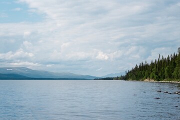 Amazing mountain view in Lapland. Stora Lulevatten area, Norrbotten, Sweden.
