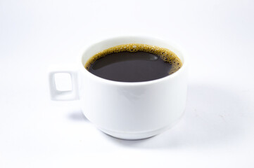 White cup of coffee with white background
