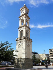 Fototapeta premium The clock tower of St. Nicholas cathedral, Volos, Greece
