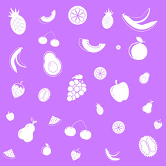 Pink vector background consisting of filled juicy fruits.