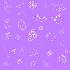 Vector background consisting of contour juicy fruit fruits.