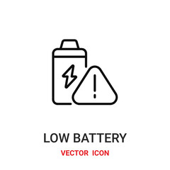 low battery icon vector symbol. low battery symbol icon vector for your design. Modern outline icon for your website and mobile app design.