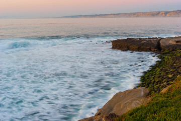 Sunset on Rocky Beach at La Jolla Cove,La Jolla, California,USA