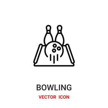 Bowling vector icon. Modern, simple flat vector illustration for website or mobile app.Bowling ball and pin cross symbol, logo illustration. Pixel perfect vector graphics	