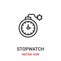 stopwatch icon vector symbol. clock symbol icon vector for your design. Modern outline icon for your website and mobile app design.