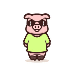 Cute Baby Pig animal mascot design illustration