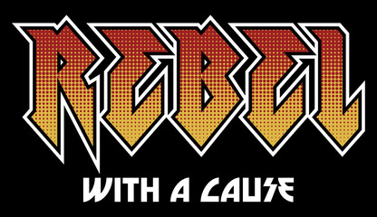 Vector Rebel Halftone Rock Slogan Artwork For Apparel and Other Uses