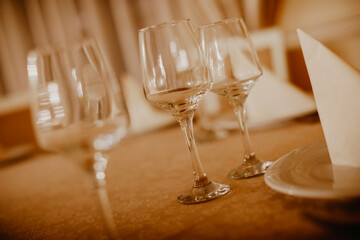 glasses on a table