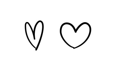 Hand drawn hearts, love icon symbols. Heart doodles. Hand drawn valentine's day design.