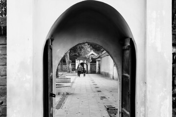 Scenery ar the Temple of Literature and the Imperial Academy in Hanoi Vietnam