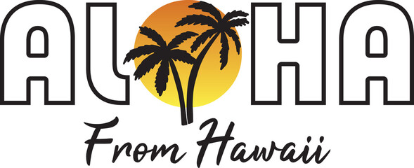 Aloha Hawaii Summer Palm Artwork for Apparel and Other Uses