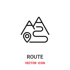 Fototapeta premium route icon vector symbol. route symbol icon vector for your design. Modern outline icon for your website and mobile app design.