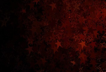 Dark Brown vector texture with colored snowflakes, stars.