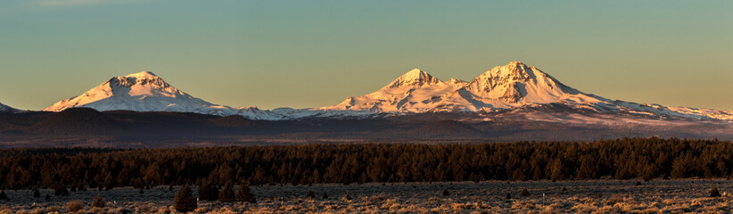 Early morning shot of the three Sisters mountains in central Oregon near Bend.
