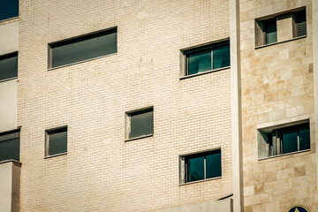 View of the facade of a modern building in the streets of Tel Aviv in Israel
