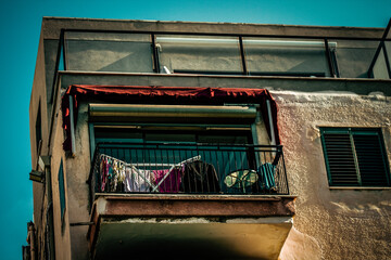 View of the facade of a modern building in the streets of Tel Aviv in Israel
