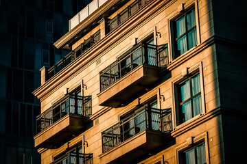 View of the facade of a modern building in the streets of Tel Aviv in Israel
