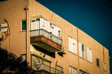 View of the facade of a modern building in the streets of Tel Aviv in Israel
