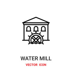 Water mill vector icon. Modern, simple flat vector illustration for website or mobile app.Farm symbol, logo illustration. Pixel perfect vector graphics	