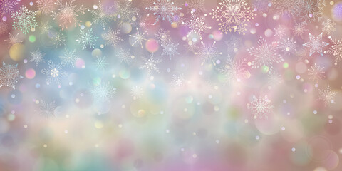 Christmas colored background of complex big and small falling snowflakes with bokeh effect © Olga Moonlight