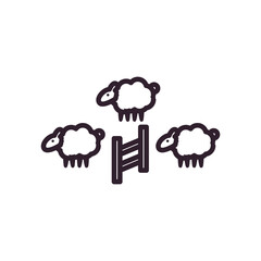 sleeping sheeps jumping line style icon vector design