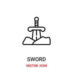 sword icon vector symbol. sword symbol icon vector for your design. Modern outline icon for your website and mobile app design.